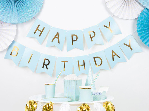 Baner Happy Birthday j. niebieski 15x175cm GRL57-001J PartyDeco